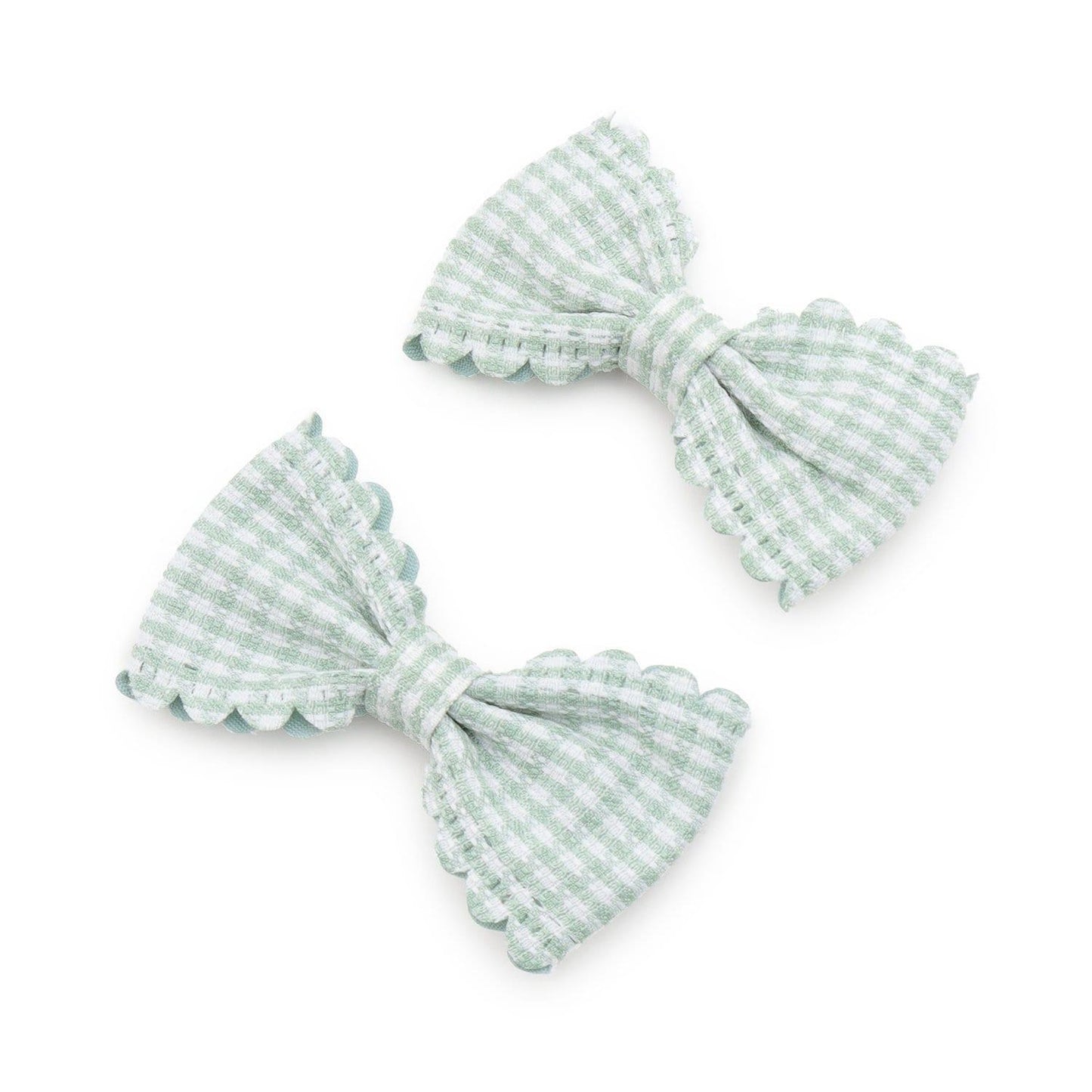 荷葉邊格紋蝴蝶結髮夾 2件套