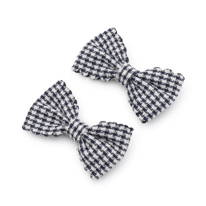 荷葉邊格紋蝴蝶結髮夾 2件套
