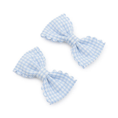 荷葉邊格紋蝴蝶結髮夾 2件套