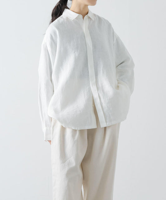 亞麻經典盒型寬鬆襯衫