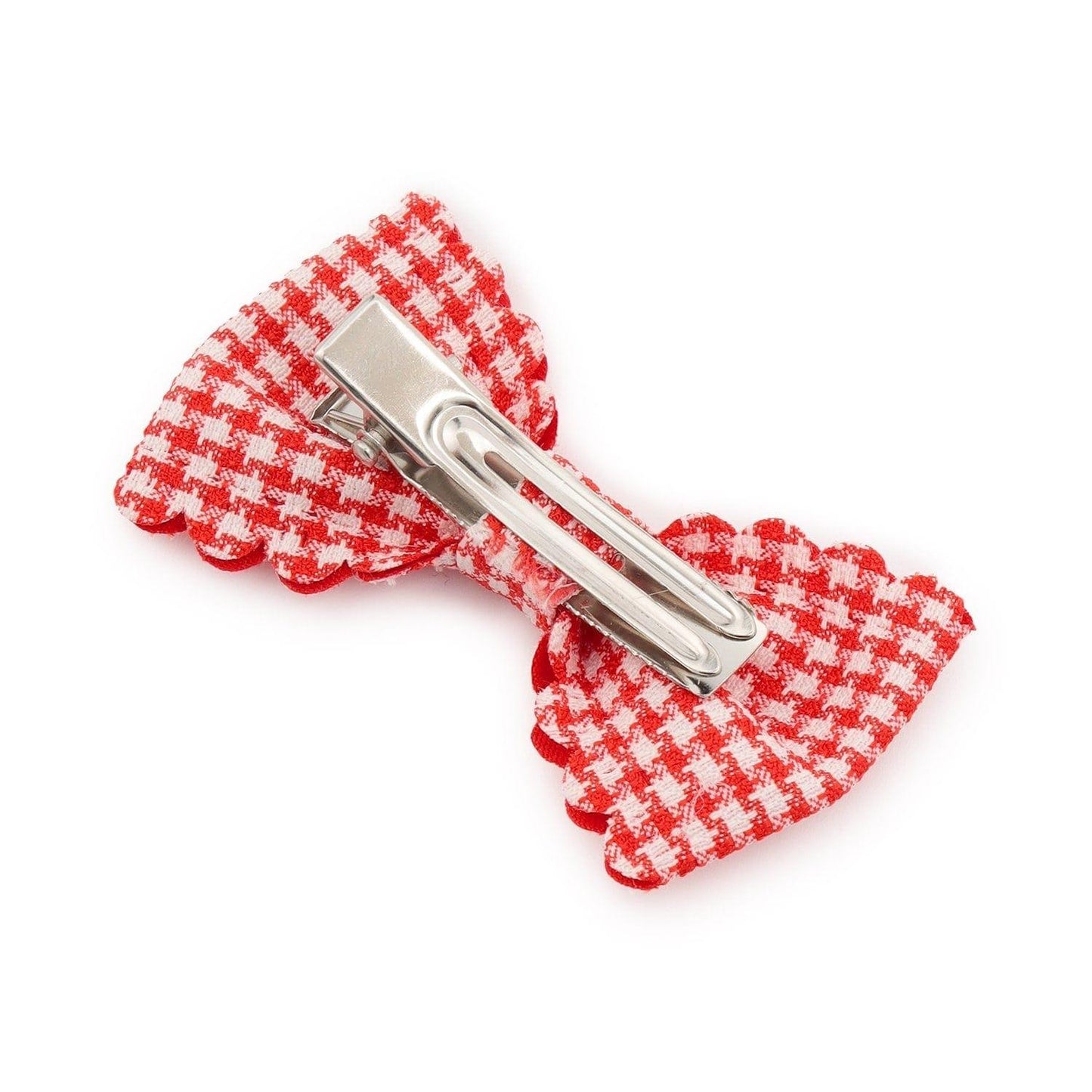 荷葉邊格紋蝴蝶結髮夾 2件套