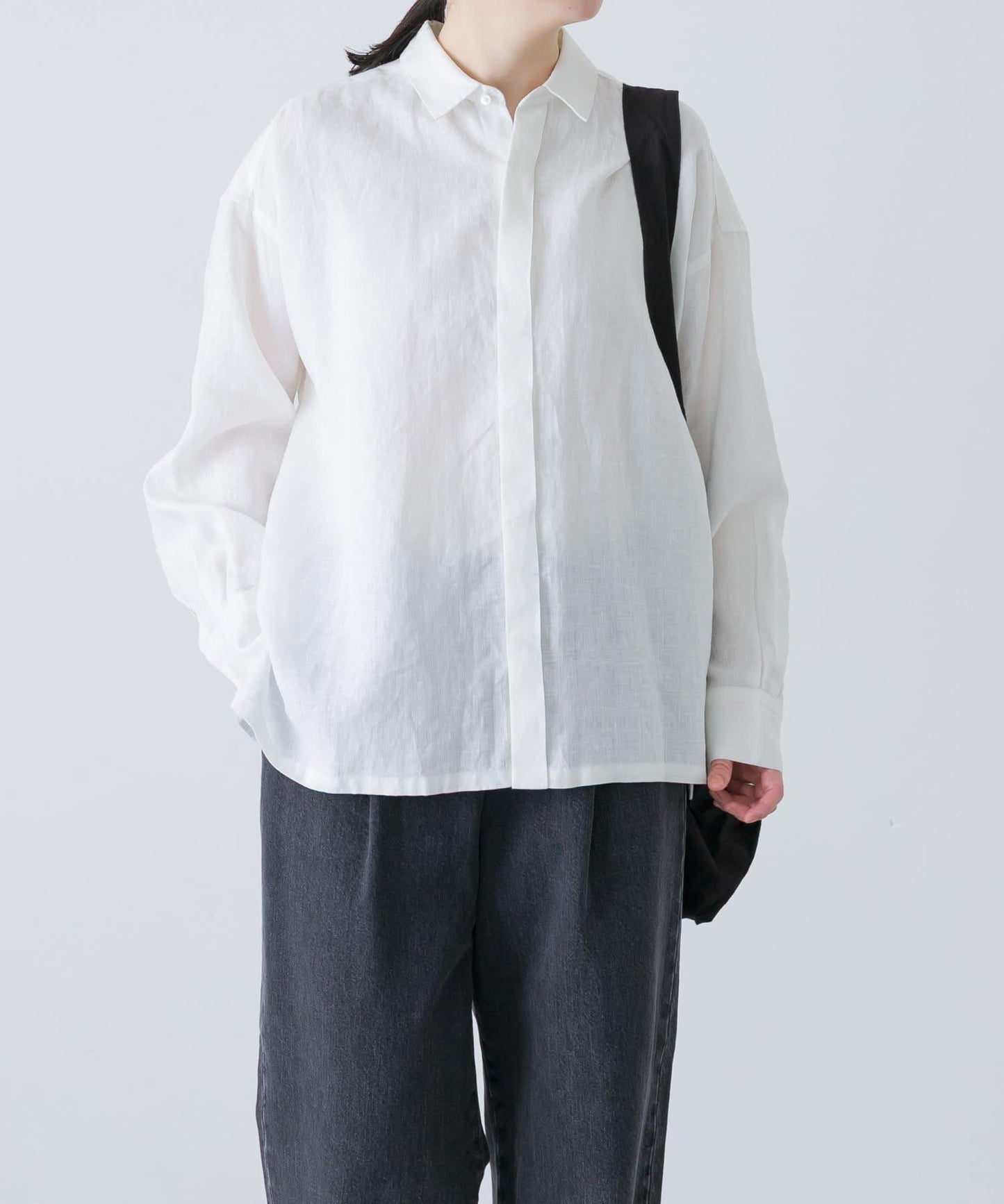 亞麻經典盒型寬鬆襯衫