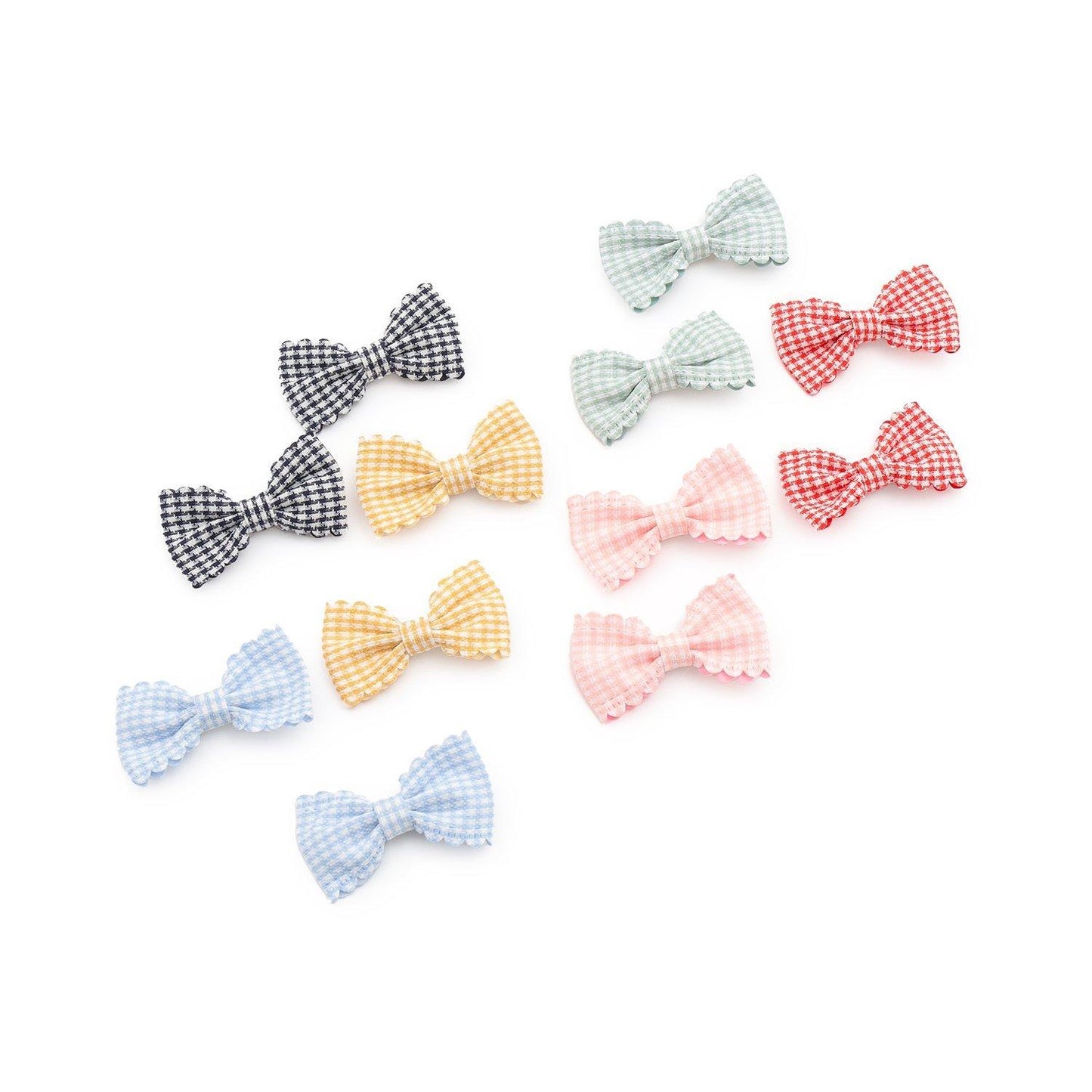 荷葉邊格紋蝴蝶結髮夾 2件套