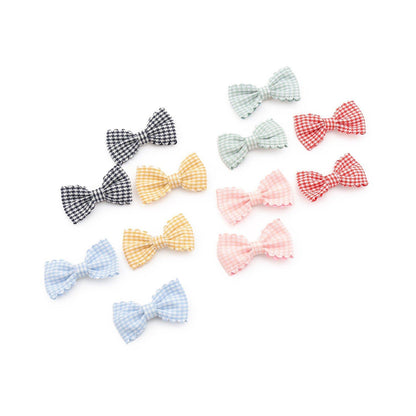 荷葉邊格紋蝴蝶結髮夾 2件套