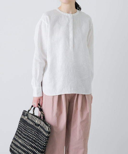 亨利領 寬鬆版型 亞麻襯衫