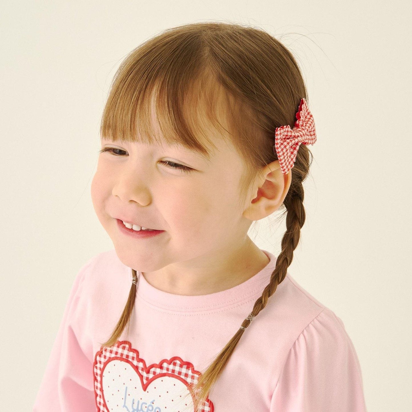 荷葉邊格紋蝴蝶結髮夾 2件套