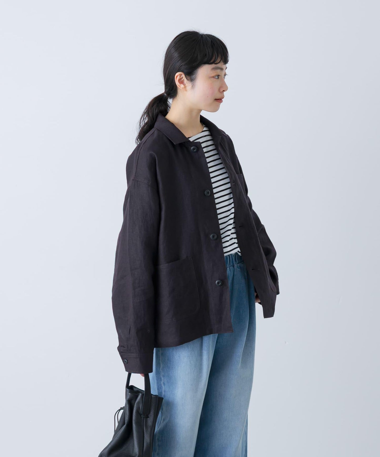 中性款 亞麻 工裝夾克