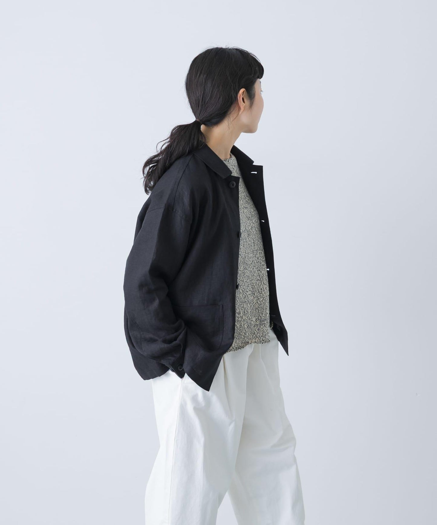 中性款 亞麻 工裝夾克