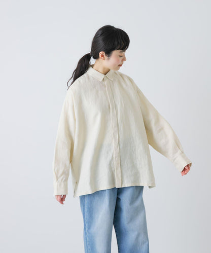 亞麻經典盒型寬鬆襯衫