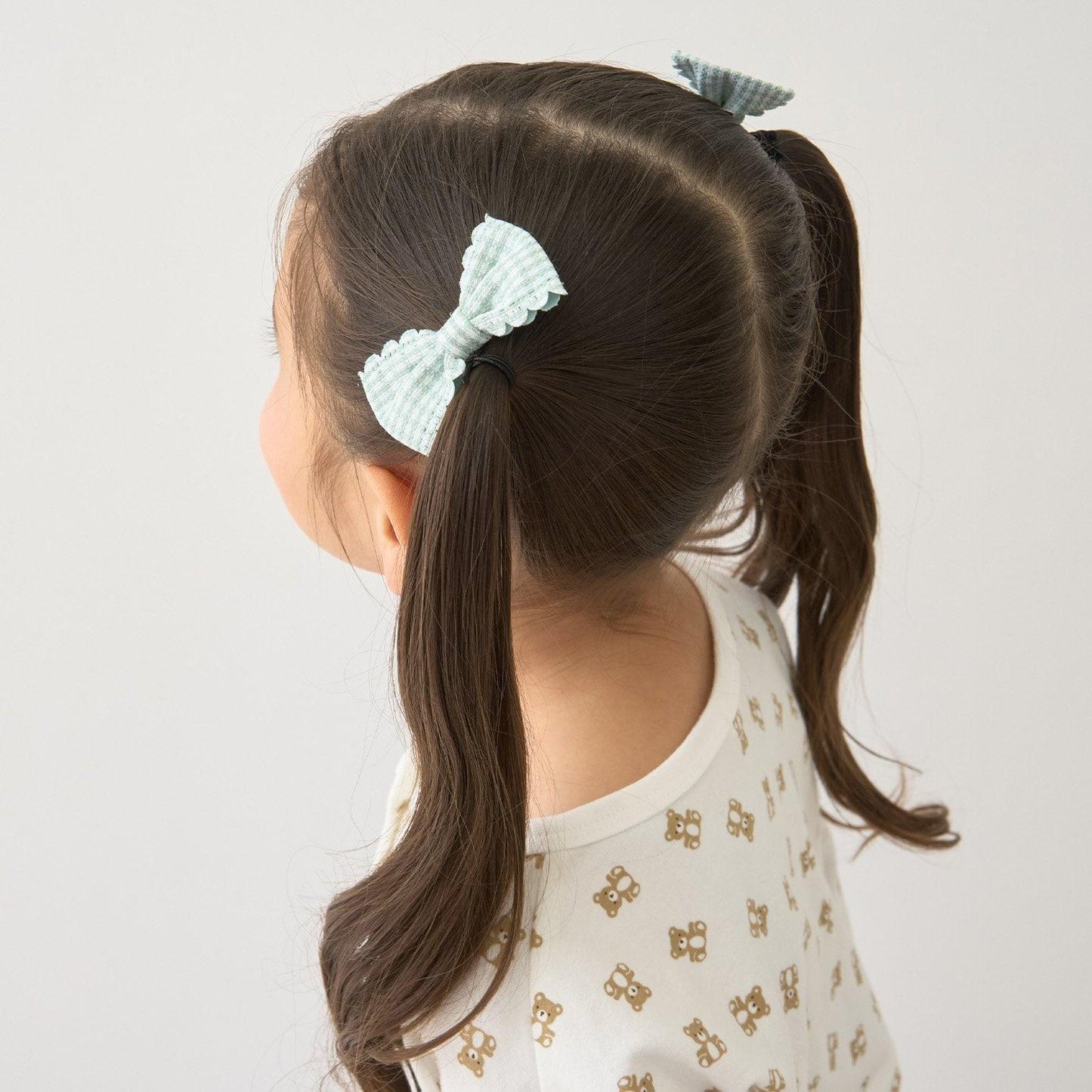 荷葉邊格紋蝴蝶結髮夾 2件套