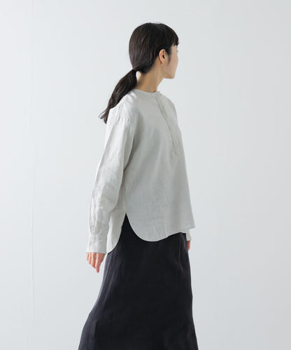 亨利領 寬鬆版型 亞麻襯衫