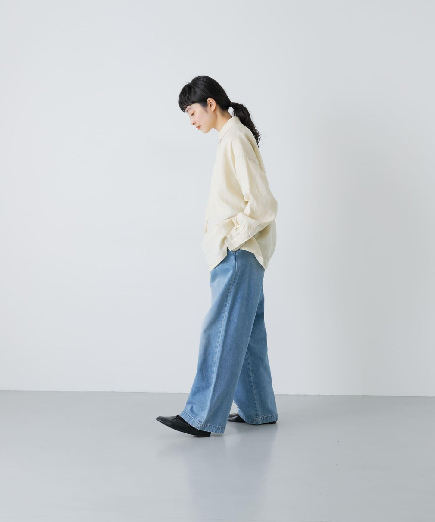 亞麻經典盒型寬鬆襯衫