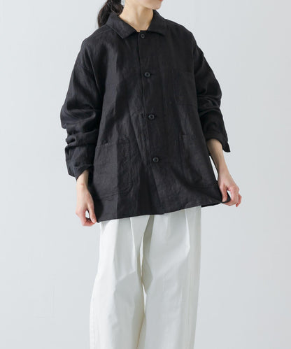 中性款 亞麻 工裝夾克