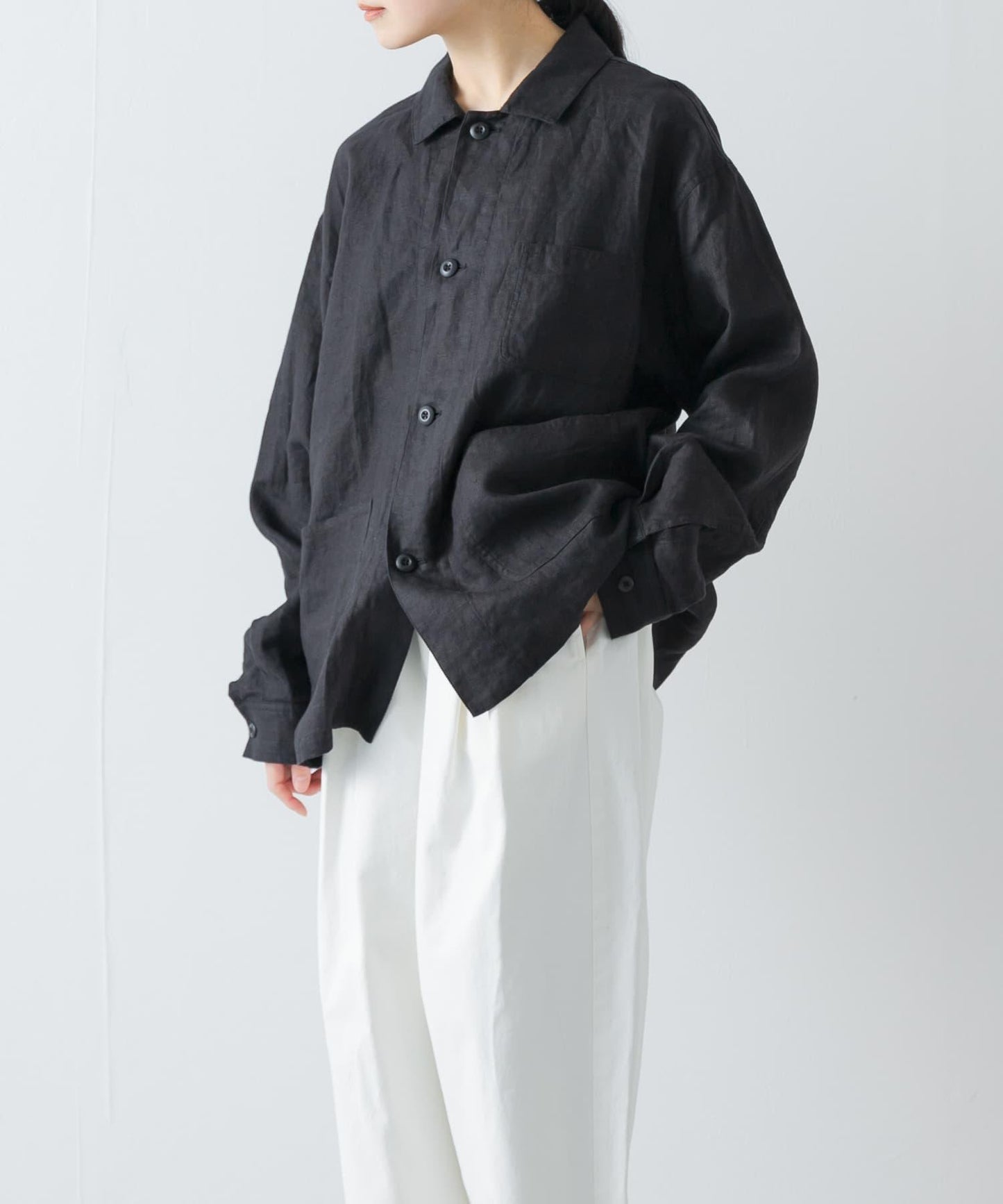 中性款 亞麻 工裝夾克