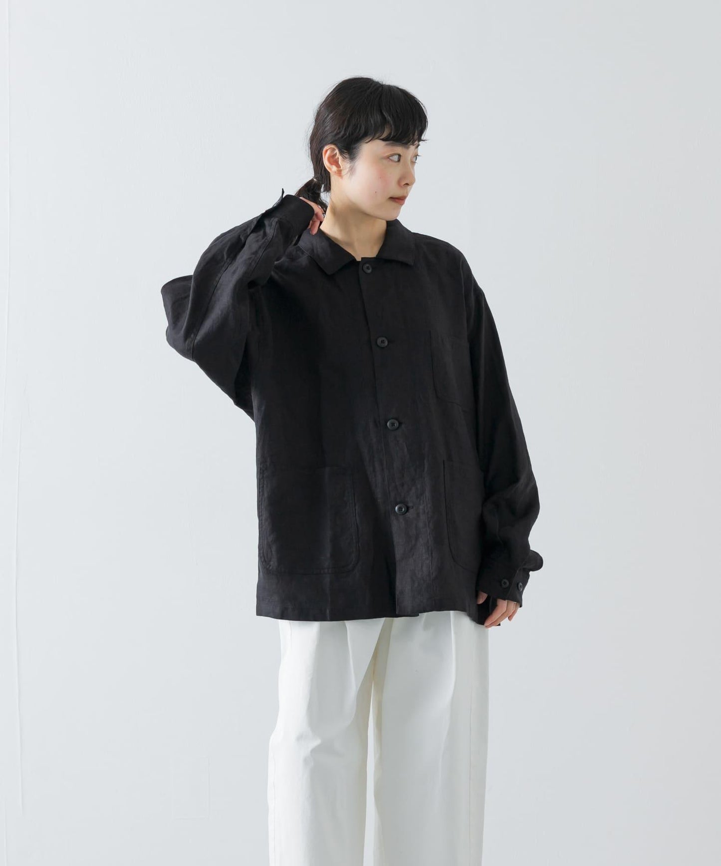 中性款 亞麻 工裝夾克