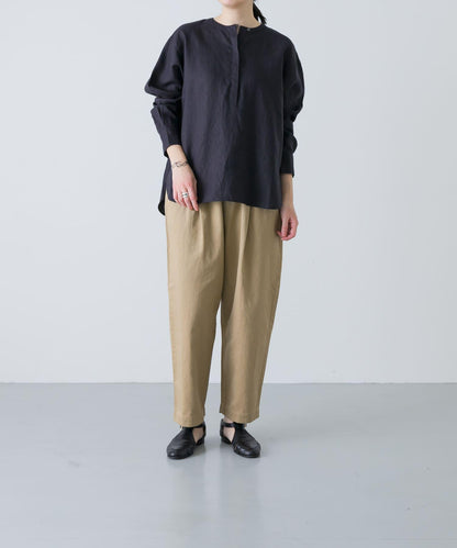 亨利領 寬鬆版型 亞麻襯衫