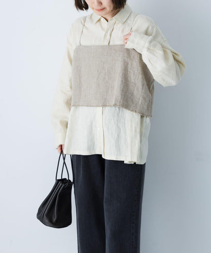 亞麻經典盒型寬鬆襯衫