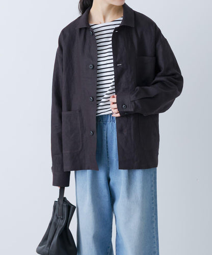 中性款 亞麻 工裝夾克