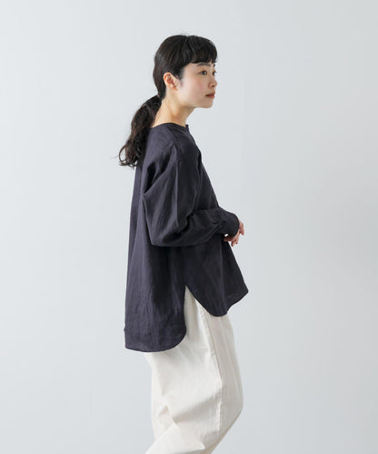 亨利領 寬鬆版型 亞麻襯衫