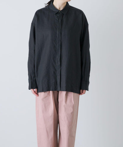 亞麻經典盒型寬鬆襯衫