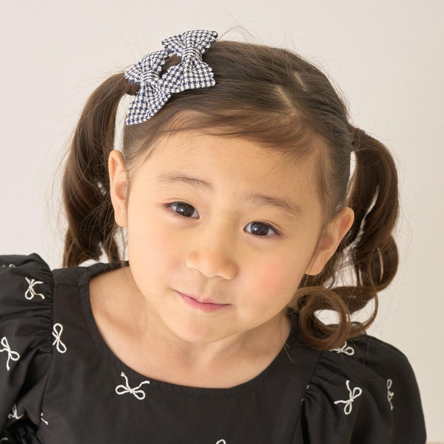 荷葉邊格紋蝴蝶結髮夾 2件套