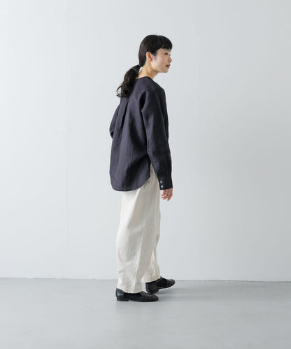 亨利領 寬鬆版型 亞麻襯衫