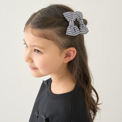 荷葉邊格紋蝴蝶結髮夾 2件套