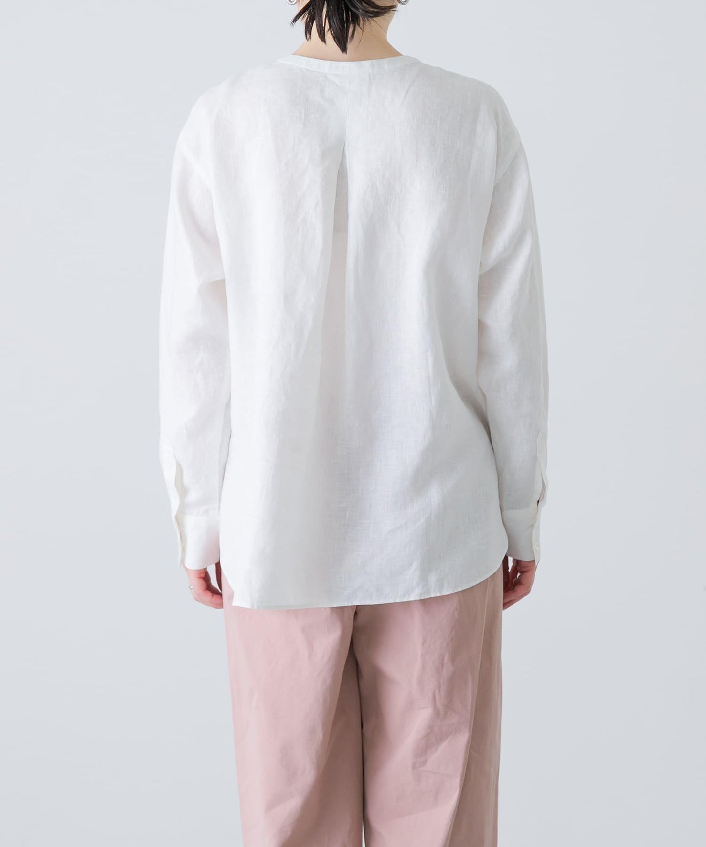 亨利領 寬鬆版型 亞麻襯衫