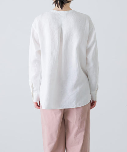 亨利領 寬鬆版型 亞麻襯衫