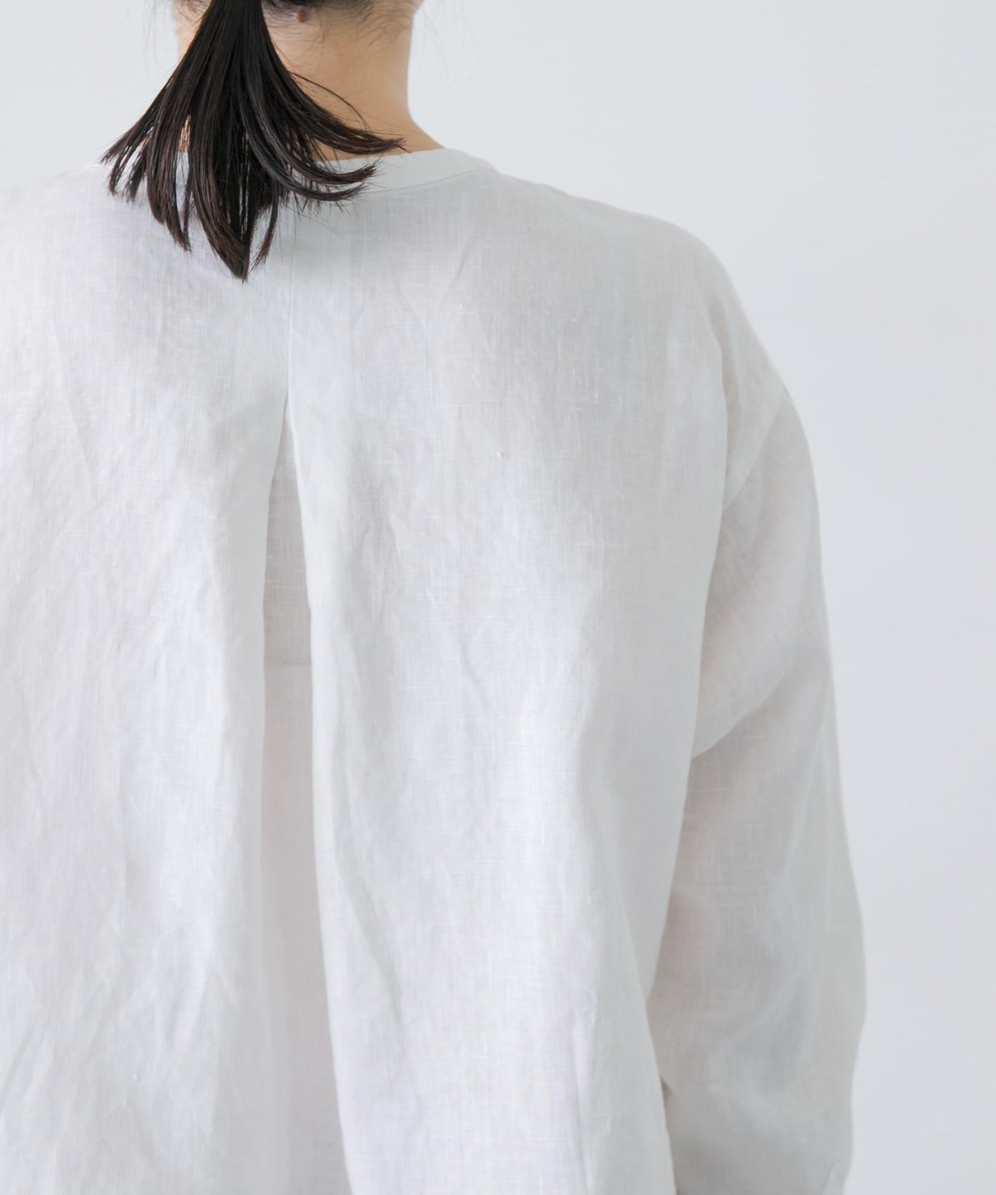 亨利領 寬鬆版型 亞麻襯衫