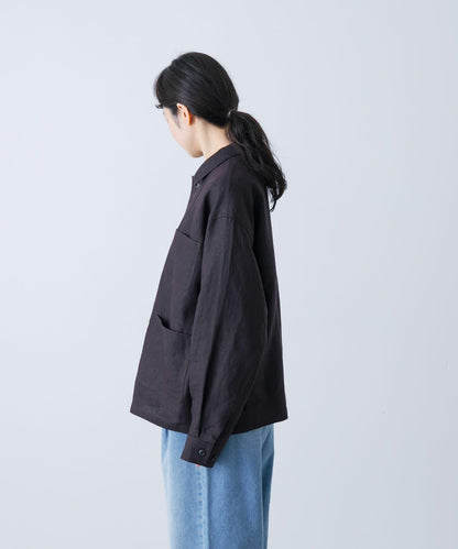 中性款 亞麻 工裝夾克