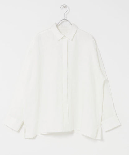 亞麻經典盒型寬鬆襯衫