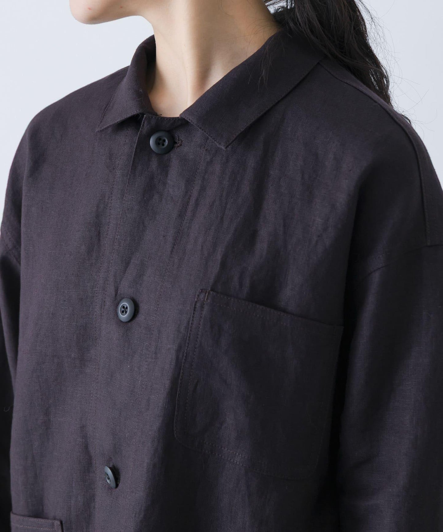 中性款 亞麻 工裝夾克