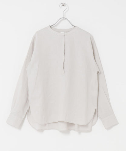 亨利領 寬鬆版型 亞麻襯衫