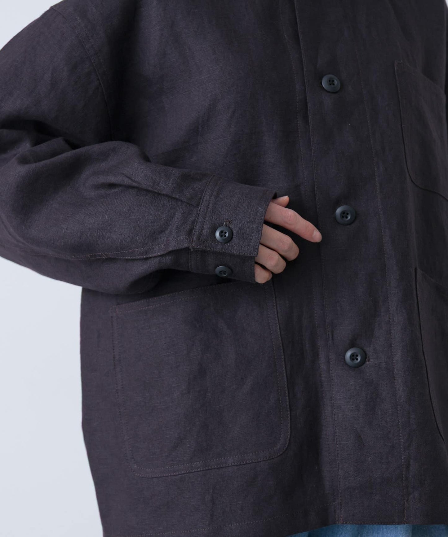 中性款 亞麻 工裝夾克