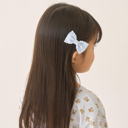 荷葉邊格紋蝴蝶結髮夾 2件套