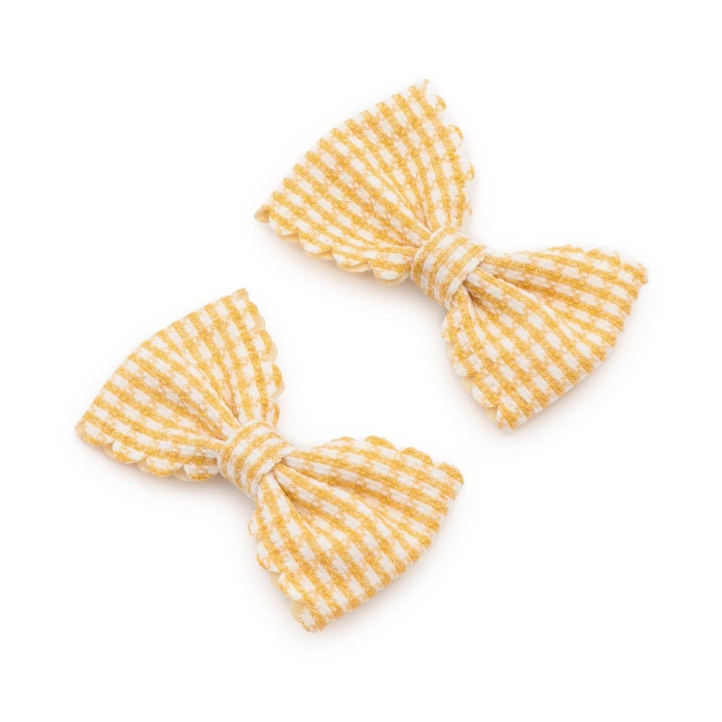 荷葉邊格紋蝴蝶結髮夾 2件套