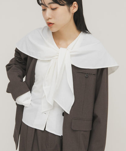 荷葉邊大翻領設計 襯衫