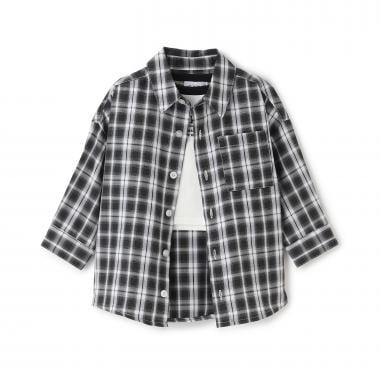 內搭套裝 長袖格紋襯衫