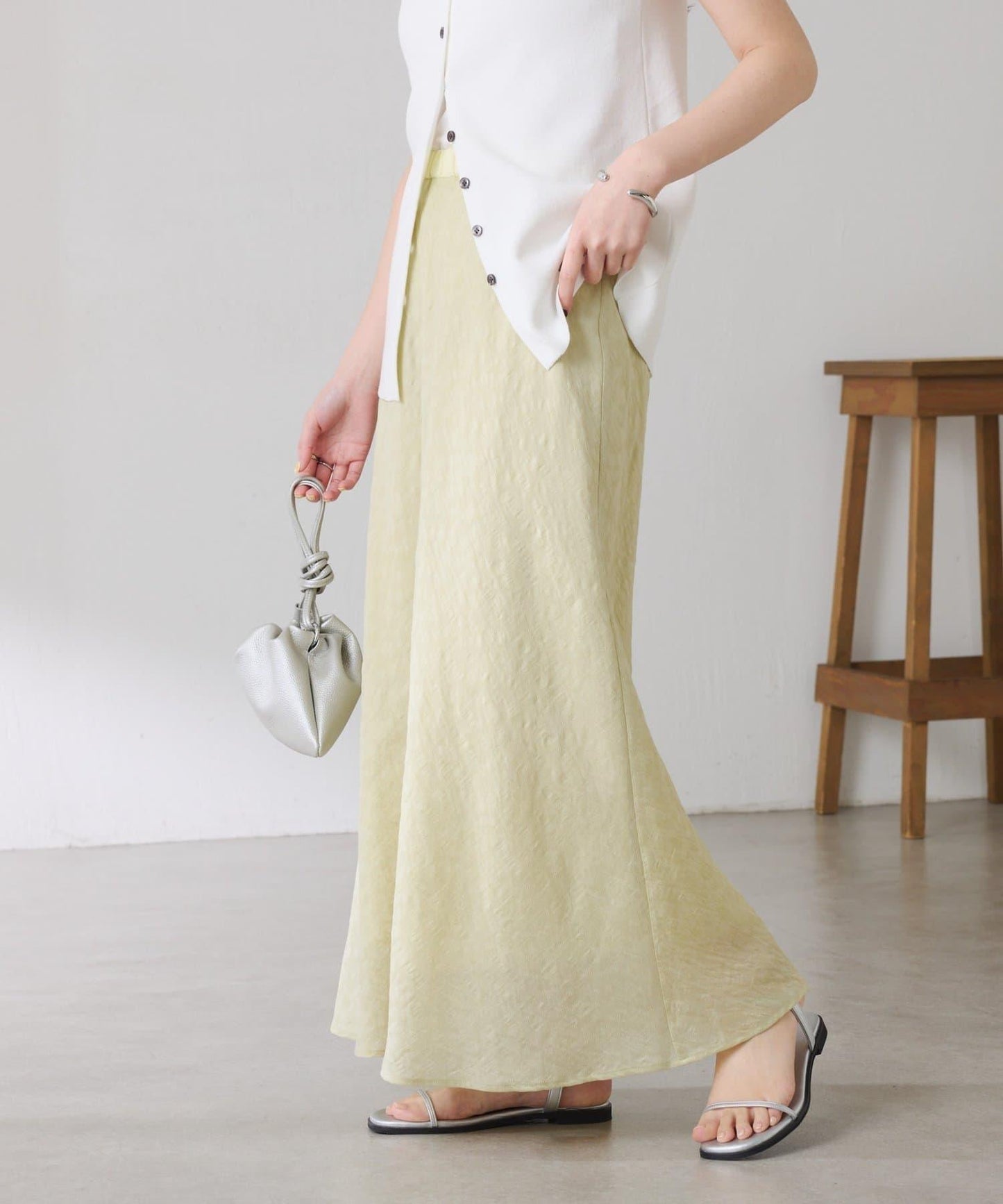 優雅風 輕透提花 傘擺半身裙