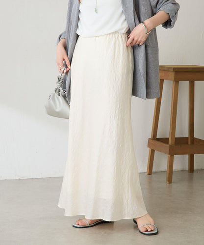 優雅風 輕透提花 傘擺半身裙