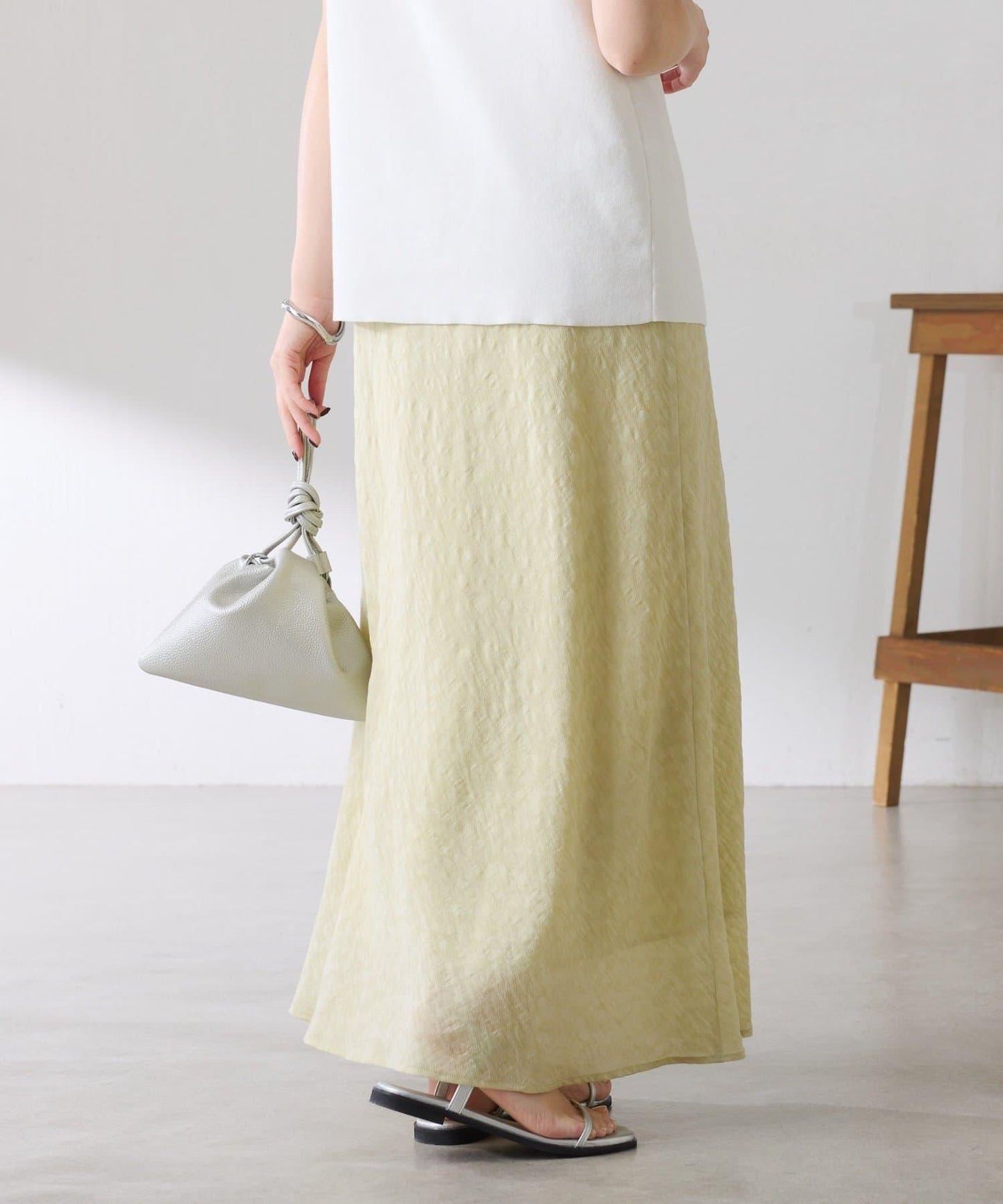 優雅風 輕透提花 傘擺半身裙