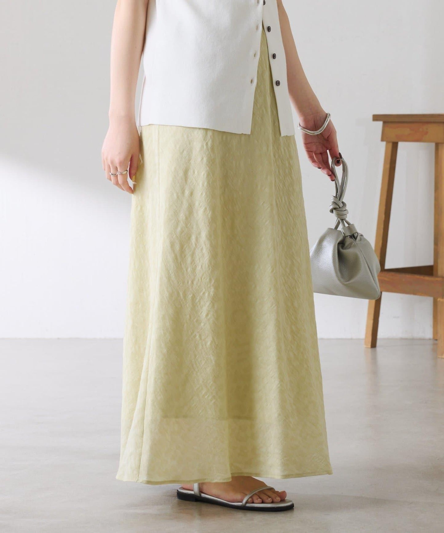 優雅風 輕透提花 傘擺半身裙