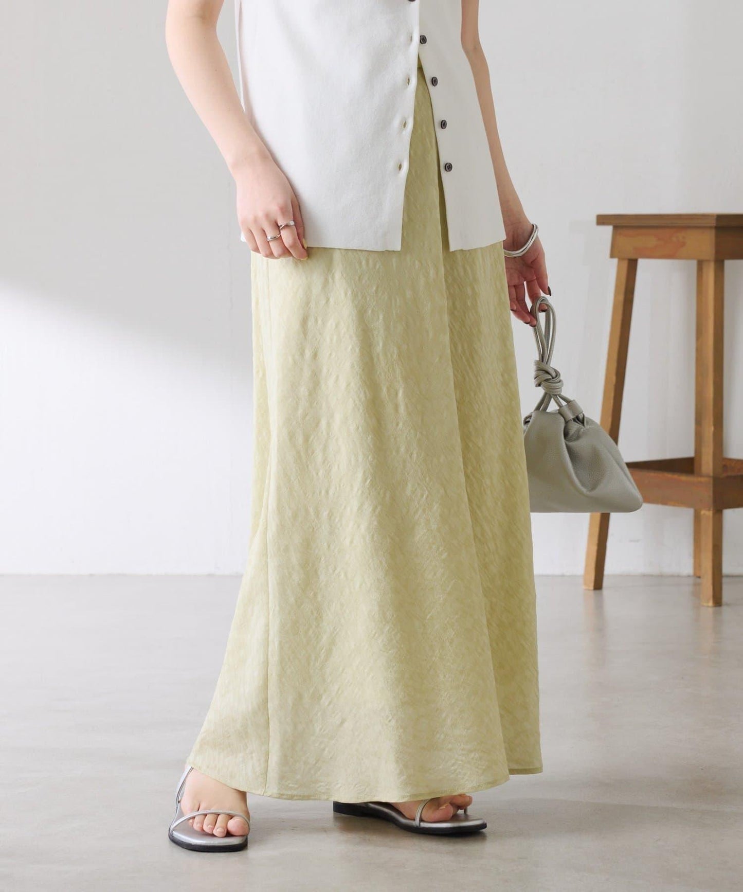 優雅風 輕透提花 傘擺半身裙