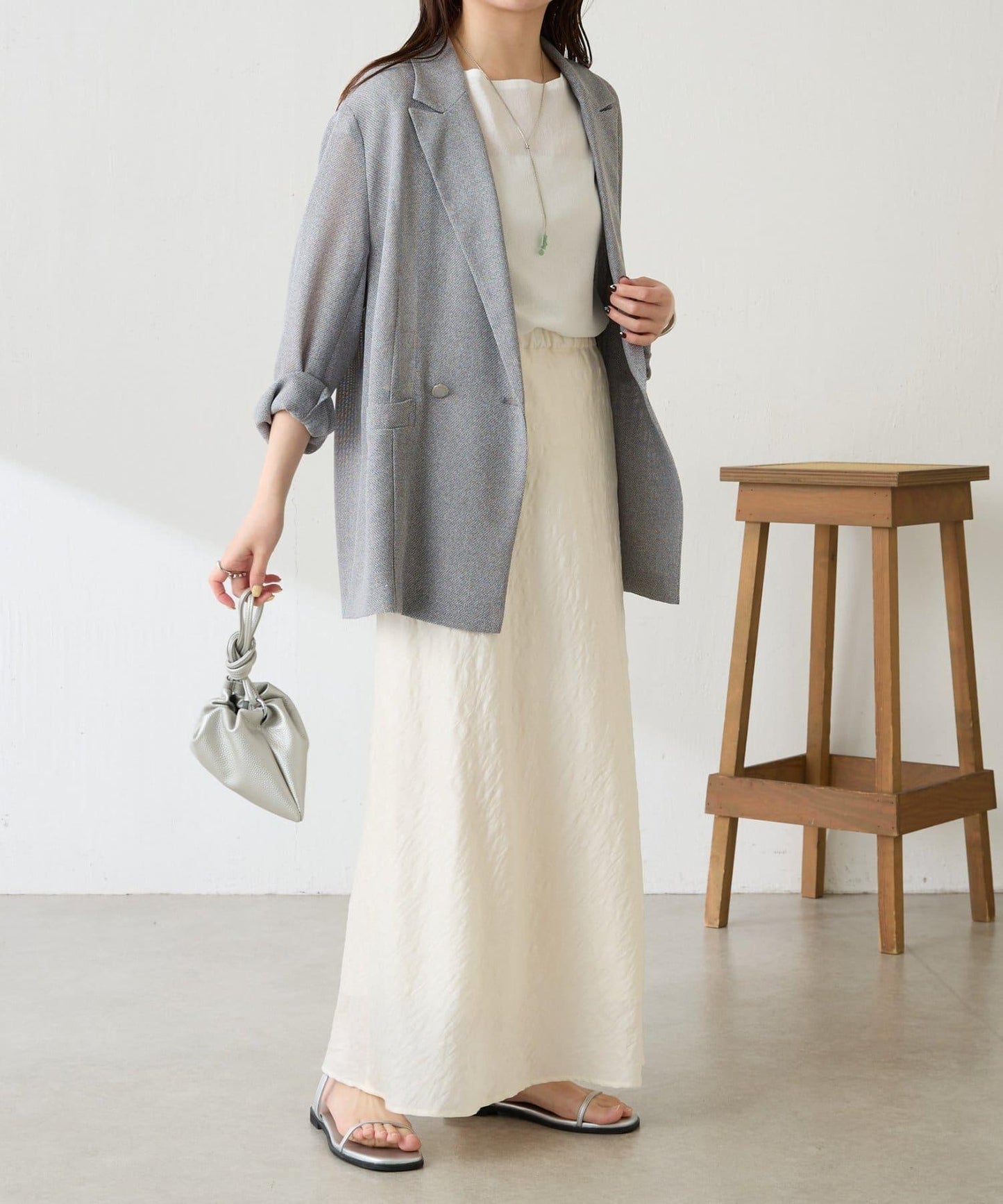 優雅風 輕透提花 傘擺半身裙