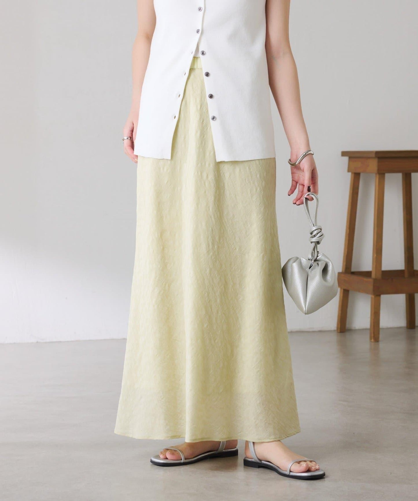 優雅風 輕透提花 傘擺半身裙