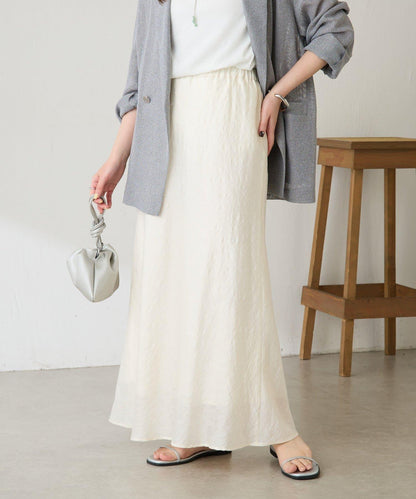 優雅風 輕透提花 傘擺半身裙