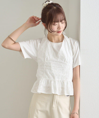 棉質刺繡露背上衣