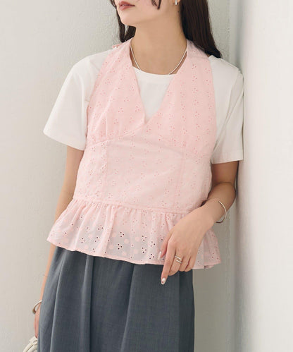 棉質刺繡露背上衣