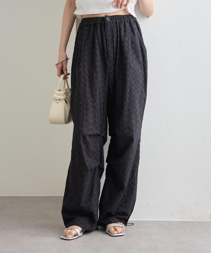 棉質刺繡 抽繩褲